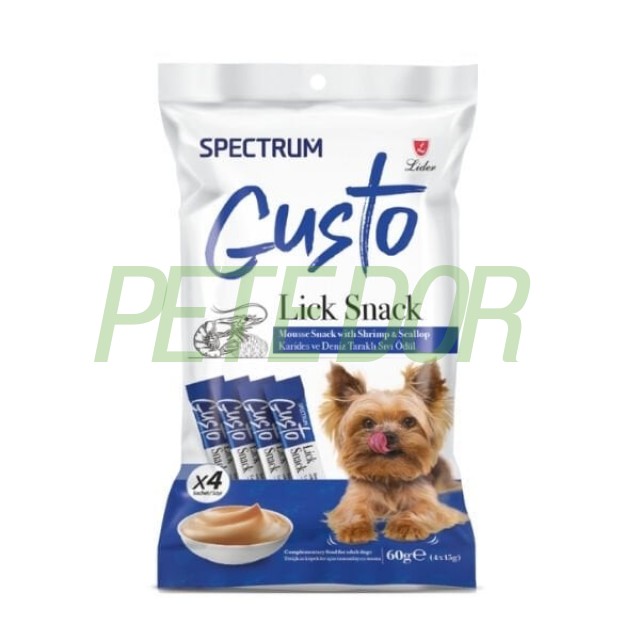 Spectrum Gusto Karidesli ve Deniz Taraklı Sıvı Yetişkin Köpek Ödül Maması 1 Adet 4x15 Gr