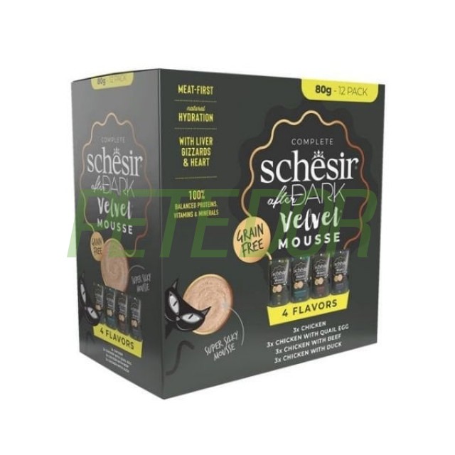 Schesir After Dark Velvet Et Suyunda Karışık Lezzetler Pouch Yetişkin Konserve Kedi Maması 1 Adet 12x80 Gr