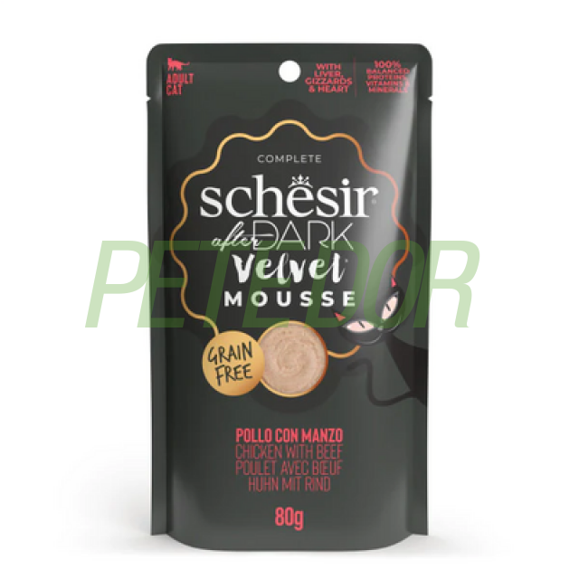 Schesir After Dark Velvet Mousse Tavuklu ve Sığır Etli Yetişkin Kedi Yaş Maması 1 Adet 80 Gr