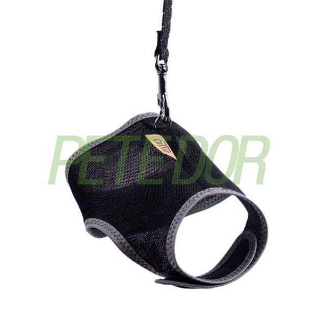 Cattie Havalı Dokuma Kedi Göğüs ve Gezdirme Takımı Small Siyah 1x20-30 Cm