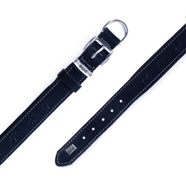 Doggie Comfort Deri Pati Desenli Köpek Boyun Tasması Large Siyah 3.5x52-60 Cm