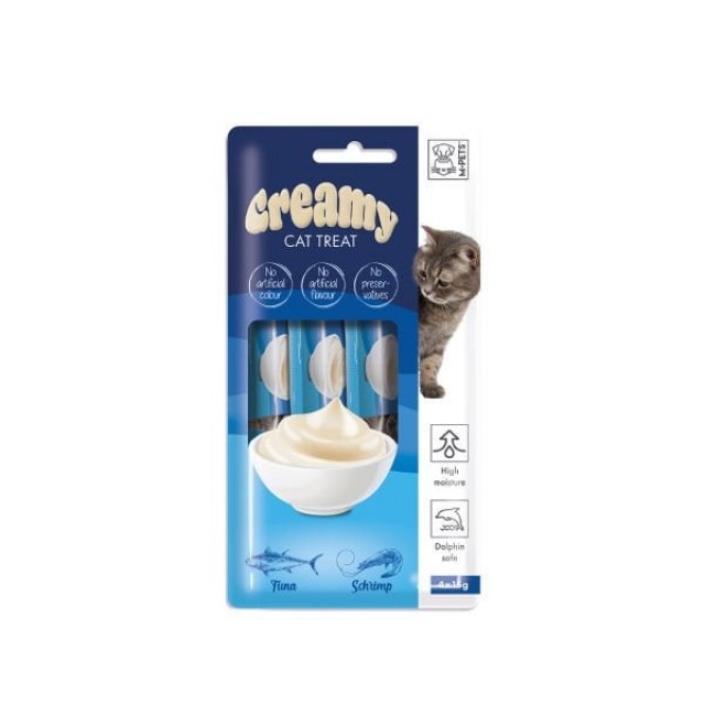 M-Pets Creamy Ton Balıklı ve Karidesli Sıvı Kedi Ödülü 15 Gr 4 Adet