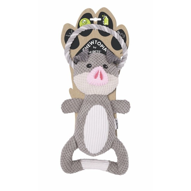 M-Pets Eco Chewtopia Domuz Peluş Kedi ve Köpek Oyuncağı 34x19x8 Cm Gri
