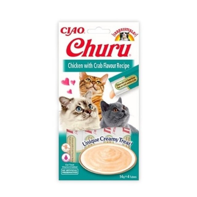 Inaba Ciao Churu Cream Tavuklu ve Yengeçli Sıvı Kedi Ödül Maması 14 Gr 4 Adet