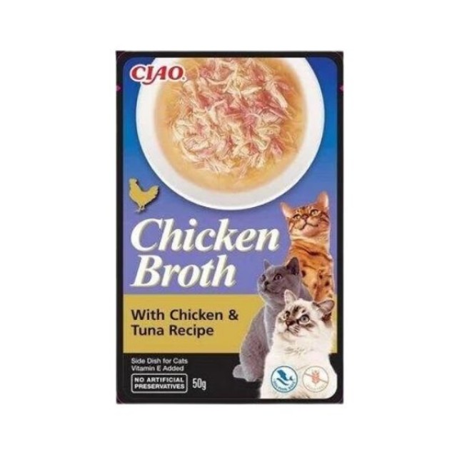 Inaba Ciao Chicken Broth Tavuk Sulu ve Ton Balıklı Kedi Çorbası 50 Gr