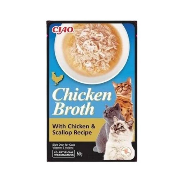 Inaba Ciao Chicken Broth Tavuk Sulu ve Deniz Taraklı Kedi Çorbası 50 Gr