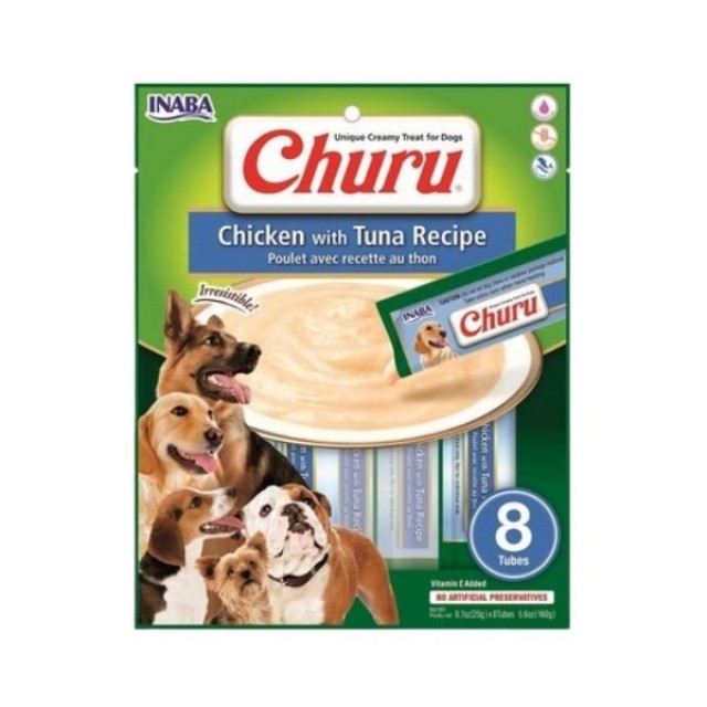 Inaba Ciao Churu Ton Balıklı ve Tavuklu Tamamlayacı Sıvı Köpek Ödül Maması 20 Gr 8 Adet