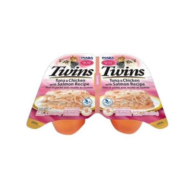 Inaba Twins Jöle İçinde Ton Balıklı Somonlu ve Tavuklu Yetişkin Konserve Kedi Maması 35 Gr 2 Adet