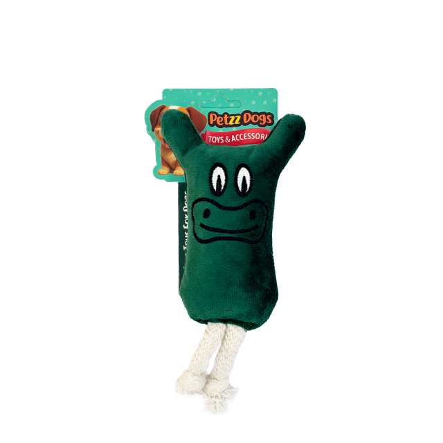 PetzzDogs Bull Sesli Dayanıklı Peluş Köpek Çiğneme Oyuncağı Yeşil 16x18 Cm