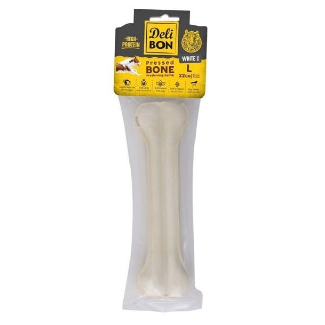 Delibon Deri Press Köpek Kemik Ödülü Beyaz Medium 22 Cm 1 Adet