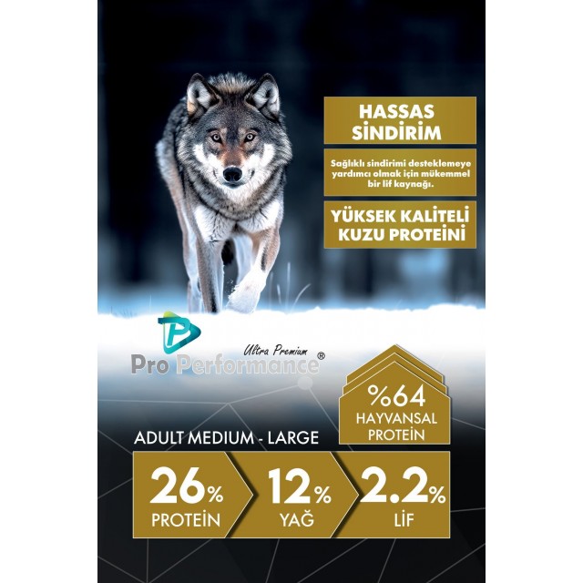 Pro Performance Kuzu Etli ve Yaban Mersinli Orta ve Büyük Irk Yetişkin Köpek Maması 12 Kg