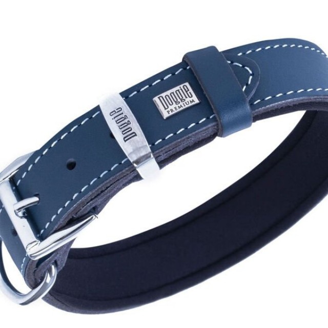 Doggie Comfort Deri Kemik Süslü Köpek Boyun Tasması Medium Mavi 3x42-50 Cm