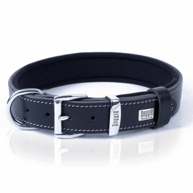 Doggie Comfort Deri Nazar Boncuklu Köpek Boyun Tasması Medium Siyah 3x42-50 Cm