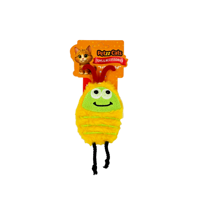 PetzzCats Bug Matatabi ve Çıngırak Sesli Peluş Kedi Oyuncağı Sarı 16x8 Cm