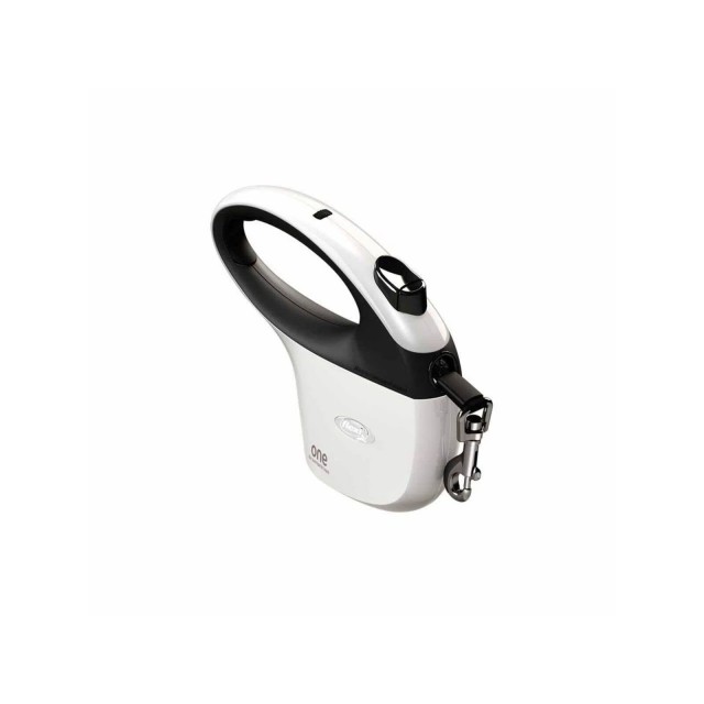 Flexi Tüm Bedenler için Şerit Otomatik Köpek Gezdirme Tasması 5 Mt Beyaz