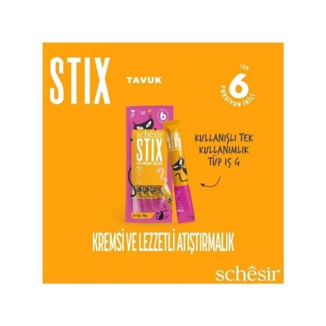 Schesir Cat Stick Tavuklu Sıvı Kedi Ödül Maması 1 Adet 6x15 Gr