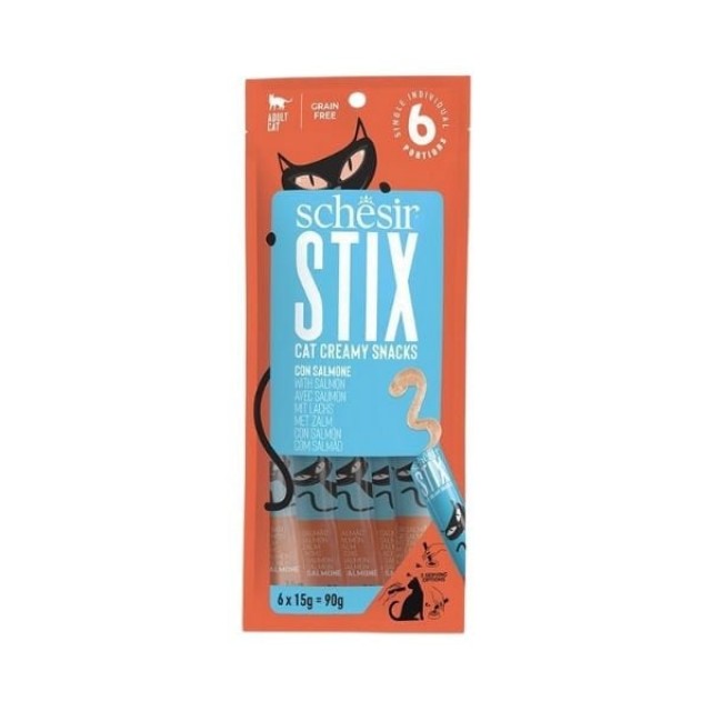 Schesir Cat Stick Somonlu Sıvı Kedi Ödül Maması 1 Adet 6x15 Gr