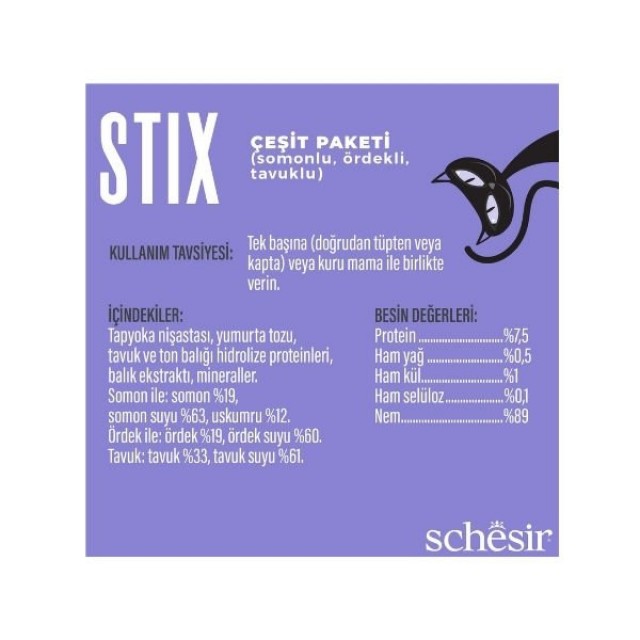Schesir Cat Stick Karışık Lezzetli Sıvı Kedi Ödül Maması 1 Adet 6x15 Gr