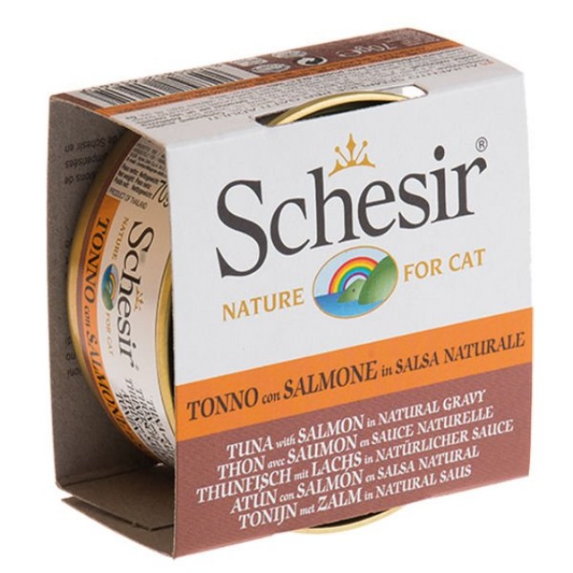 Schesir Ton Balık ve Somonlu Naturel Konserve Kedi Maması 1 Adet 70 Gr