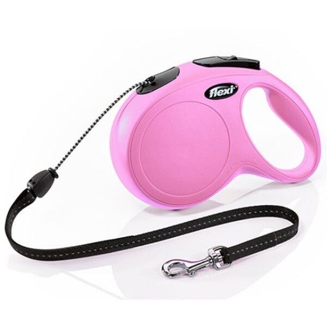 Flexi New Classic İp Otomatik Köpek Gezdirme Tasması Medium Pembe 8 Mt