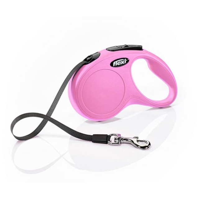 Flexi New Classic Şerit Otomatik Köpek Gezdirme Tasması Small Pembe 5 Mt