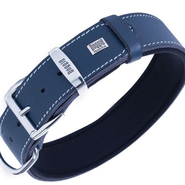 Doggie Comfort Deri Pati Desenli Köpek Boyun Tasması Large Mavi 3.5x52-60 Cm