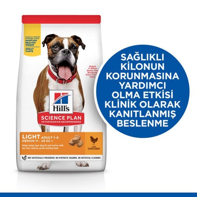 Hills Adult Light Medium Tavuklu Yetişkin Köpek Maması 14 Kg