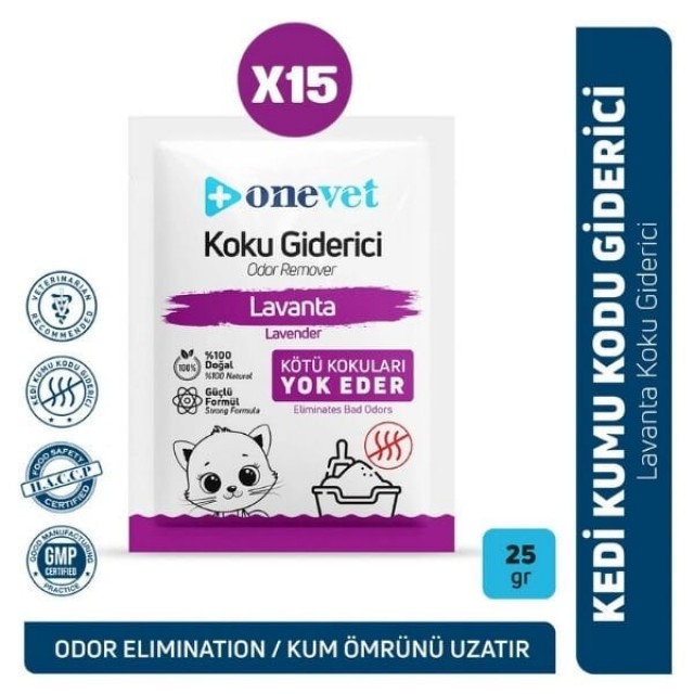 OneVet Kedi Kumu Koku Giderici 15x25 Gr Lavantalı