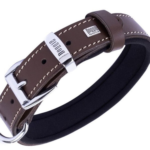 Doggie Comfort Deri Kemik Süslü Köpek Boyun Tasması Medium Kahverengi 2.5x37-45 Cm