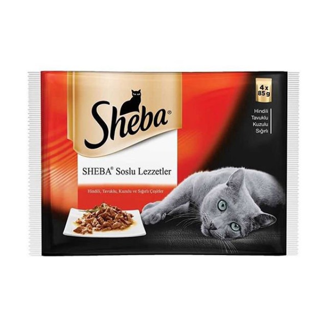 Sheba Cuisine Etli Çeşitler Konserve Kedi Maması 4x85 Gr