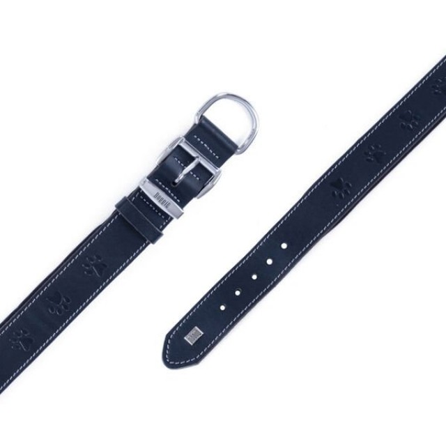 Doggie Comfort Deri Pati Desenli Köpek Boyun Tasması Medium Siyah 4x52-60 Cm