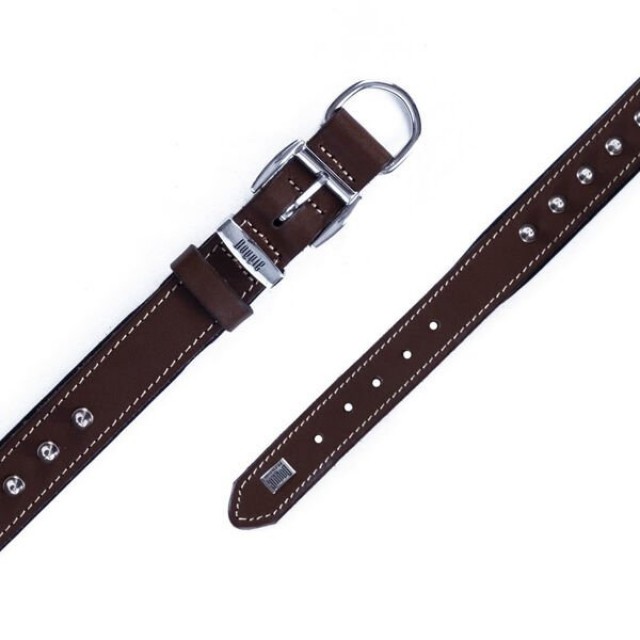 Doggie Comfort Deri Çivili Köpek Boyun Tasması Medium Kahverengi 3x42-50 Cm