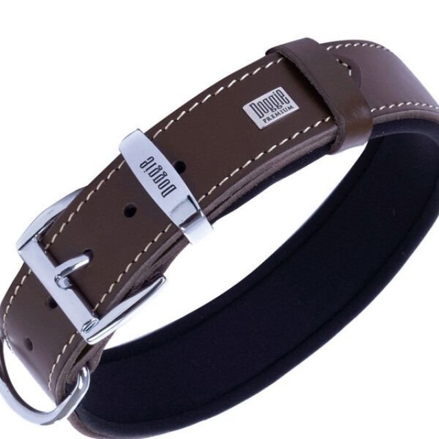 Doggie Comfort Deri Nazar Boncuklu Köpek Boyun Tasması Medium Kahverengi 3x42-50 Cm
