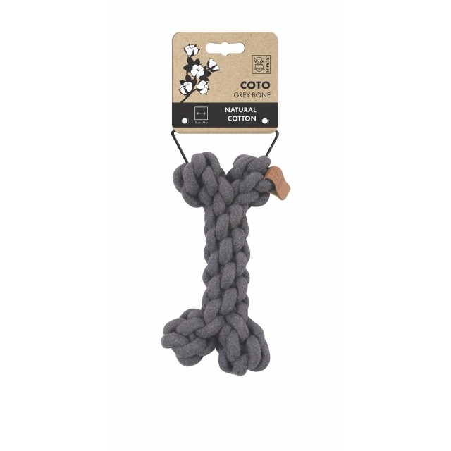 M-Pets Örgü Kemik Şeklinde Peluş Kedi ve Köpek Oyuncağı 19 Cm Gri