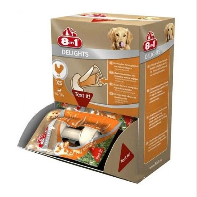 8in1 Delights Tavuk Etli Köpek Ödül Kemiği 1 Adet Xsmall 12 Gr