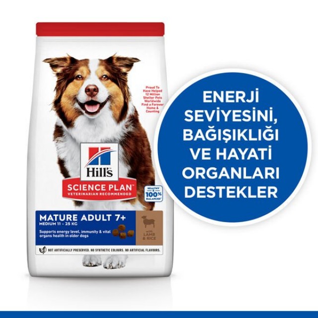 Hills Mature Senior +7 Medium Orta Irk Kuzu Etli Yaşlı Köpek Mamasi 2.5 Kg