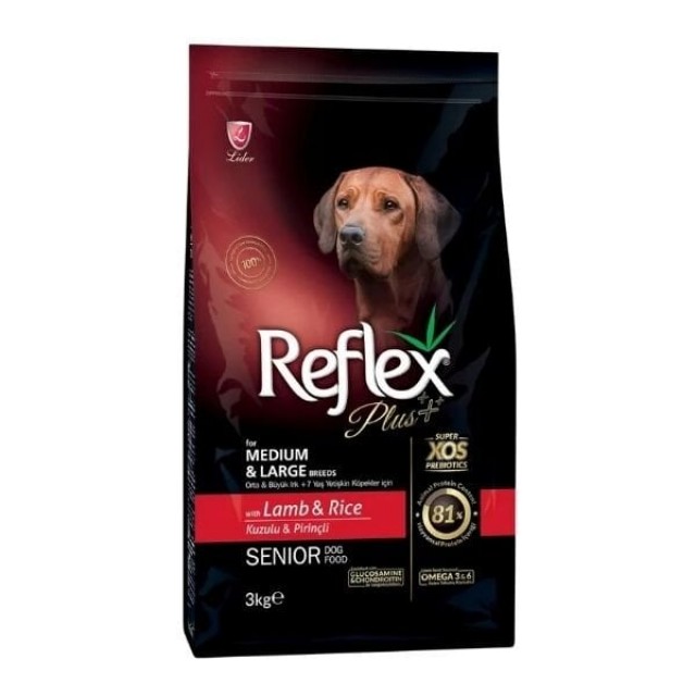 Reflex Plus Kuzulu Orta ve Büyük Irk Yaşlı Köpek Maması 3 Kg