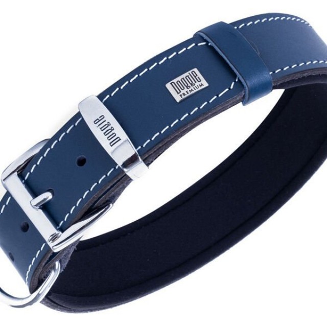 Doggie Comfort Deri Kemik Süslü Köpek Boyun Tasması Medium Mavi 4x52-60 Cm