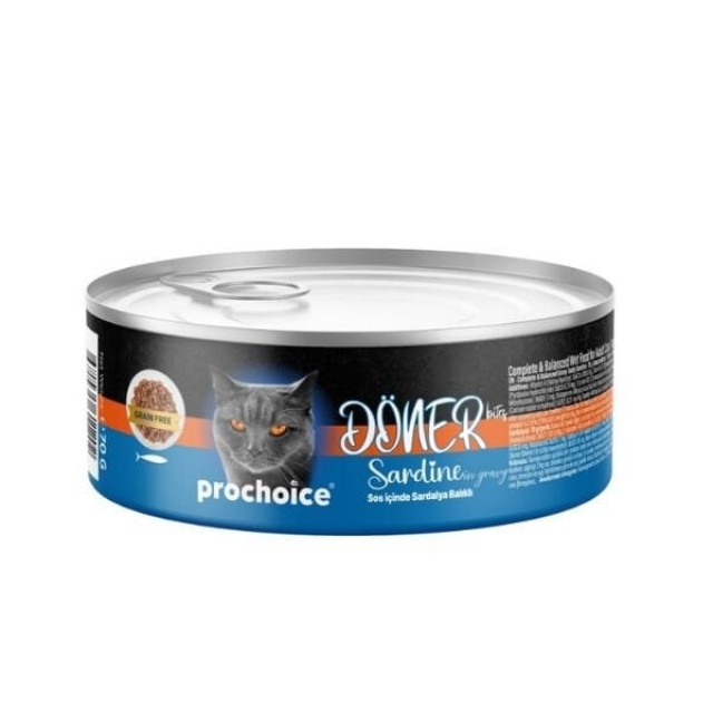 Prochoice Döner Bites Sos İçinde Sardalyalı Yetişkin Konserve Kedi Maması 70 Gr 1 Adet