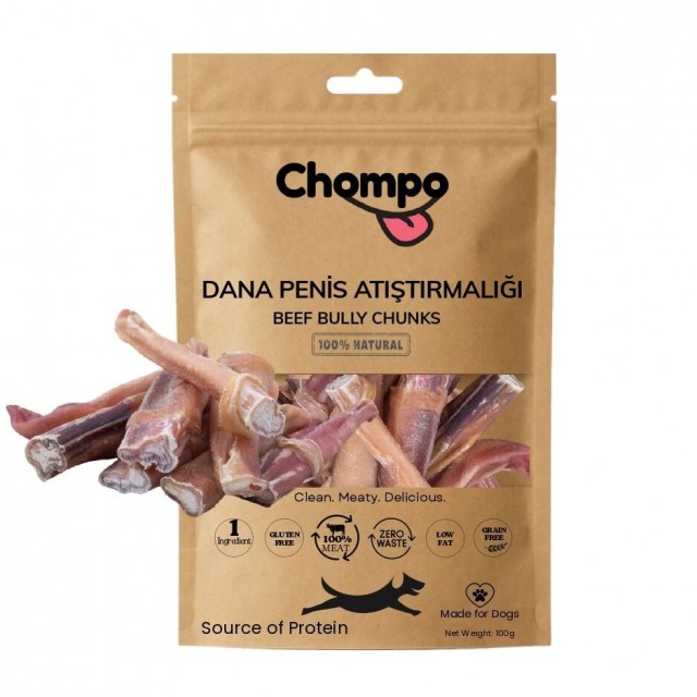 Chompo Kurutumuş Dana Penisi Parçaları Köpek Ödül Maması 100 Gr