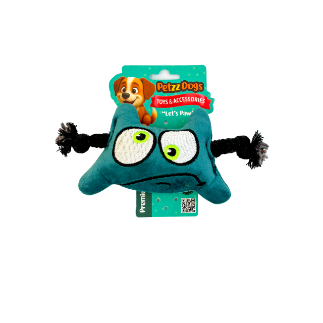 PetzzDogs Two Eyes Sesli Dayanıklı Peluş Köpek Çiğneme Oyuncağı Mavi 19x19 Cm