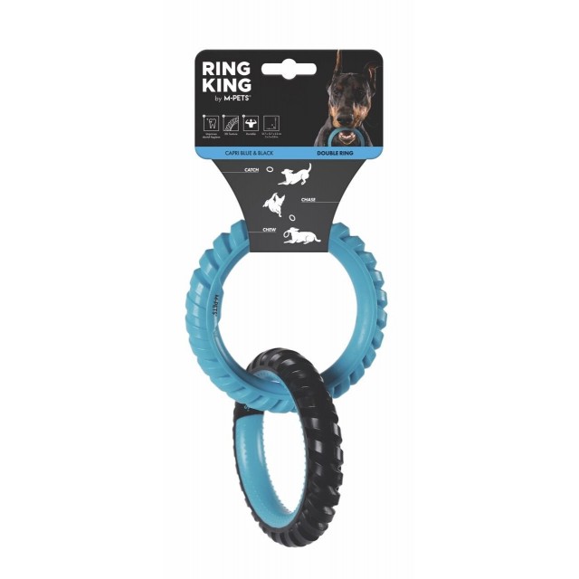 M-Pets Ring King Kauçuk Köpek Oyuncağı 20x12.7x2.2 Cm Mavi/Siyah