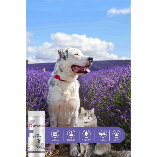 Supravet Dry Shampoo Lavanta Özlü Kedi ve Köpek Toz Şampuan 150 Ml