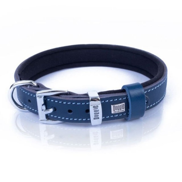 Doggie Comfort Deri Pati Desenli Köpek Boyun Tasması Medium Mavi 2x35-40 Cm