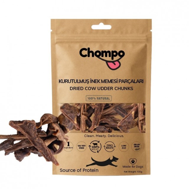 Chompo Kurutulmuş İnek Memesi Parçaları Köpek Ödül Maması 100 Gr