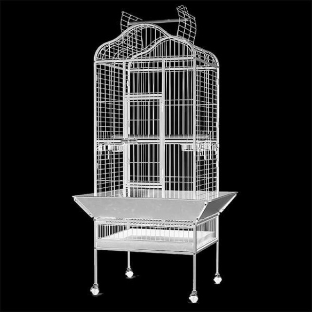 Dayang Ayaklı Üstten Açılır Papağan Eğitim Kafesi Beyaz 61x56x156 Cm