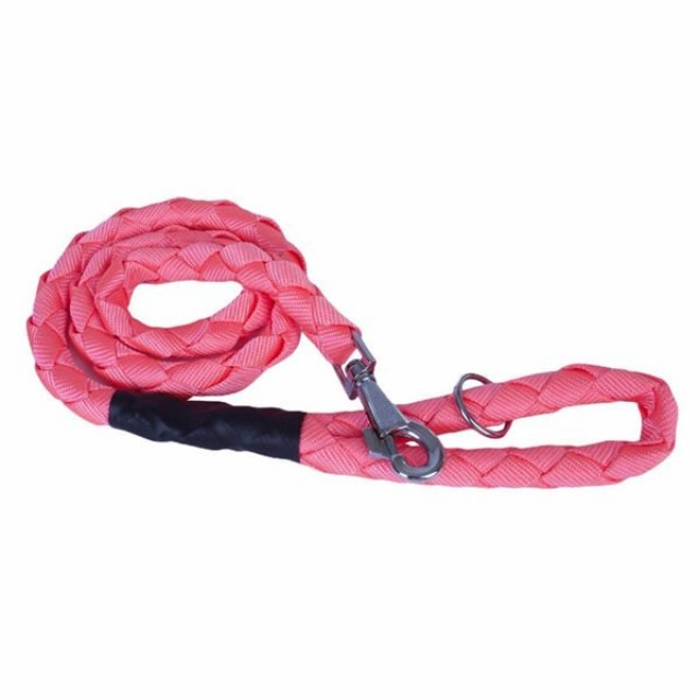 Doggie Örgülü Dokuma Köpek Gezdirme Tasması Medium Pembe 2.5x100 Cm