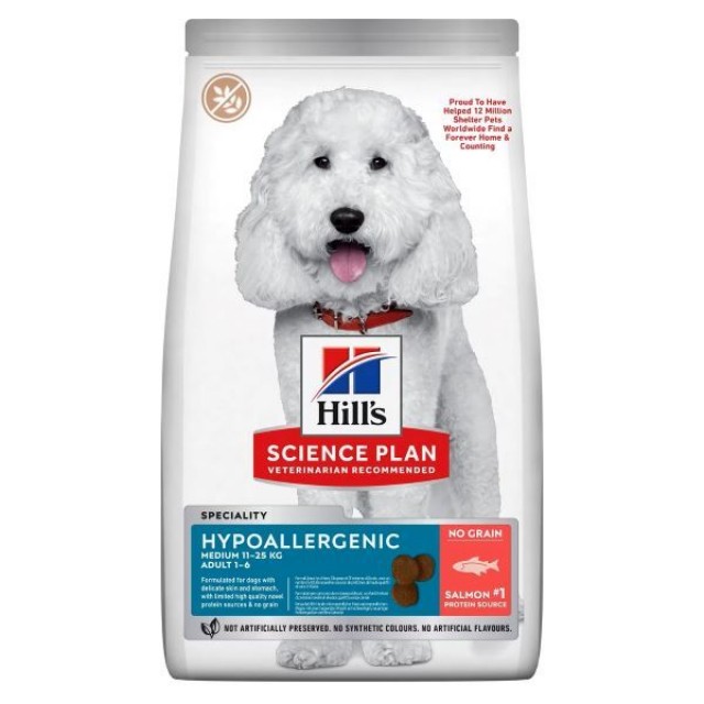 Hill's Science Plan Hypoallergenic Somonlu Orta Irk Yetişkin Tahılsız Köpek Maması 12 Kg