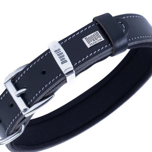 Doggie Comfort Deri Nazar Boncuklu Köpek Boyun Tasması Medium Siyah 3x42-50 Cm