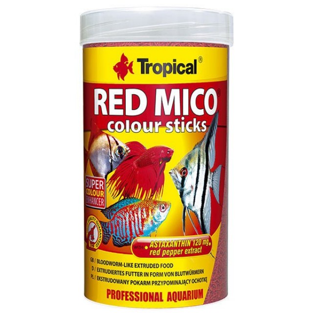 Tropical Red Mico Colour Sticks Kan Kurdu İçerikli Ekstrüde Balık Yemi 100 Ml 32 Gr